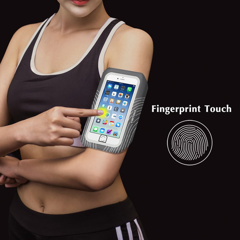 [Australia - AusPower] - Tritina Sport Armband Size Up to 5.5inch for iPhone Touch ID [Grey] + Fitness Cool Towel [Green] Gray 