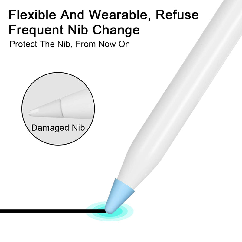 [Australia - AusPower] - Silicone Nibs Caps Compatible with Apple Pencil 1st and 2nd Generation, MENKARWHY Pencil Tip Cover Protective Cover Noiseless, 5 Colors, 95 Pieces (Black+White+Blue+Grey+Lavender Grey,95Pack) 