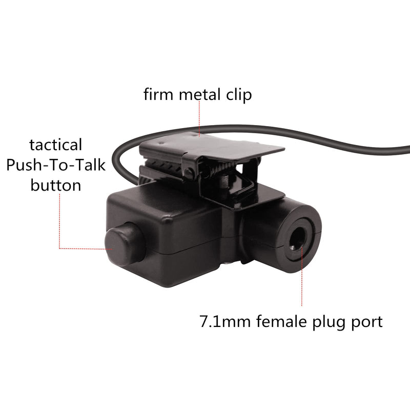[Australia - AusPower] - WODASEN Tactical U94 PTT Push to Talk with 2 Pin Compatible with Kenwood Walkie Talkie Headset Compatible with Baofeng Two Way Radios 