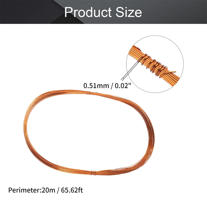 [Australia - AusPower] - Fielect 0.51mm Inner Dia Magnet Wire Enameled Copper Wire Winding Coil 65.6Ft Length QZ-2-130 Model Widely Used for A Variety of Motors 