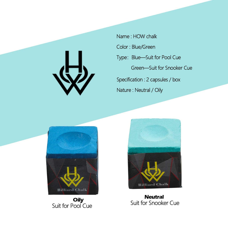 [Australia - AusPower] - KONLLEN How Pool Cue Chalk Cubes, 2-Pack - Table Billiards Stick Bulk Supplies, Equipment, Accessories - Games, Tournaments, Bars, Home, Sports & Hobbies Dry 