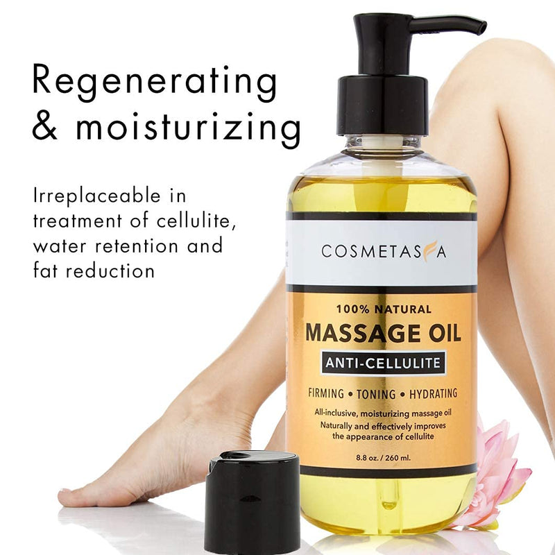 [Australia - AusPower] - Cellulite Massage Oil with Cellulite Massager - 100% Natural Cellulite Treatment, Deeply Penetrates Skin to Break Down Fat Tissue- Firms, Tones, Tightens & Moisturizes Skin by Cosmetasa 8.8 Fl Oz (Pack of 1) 