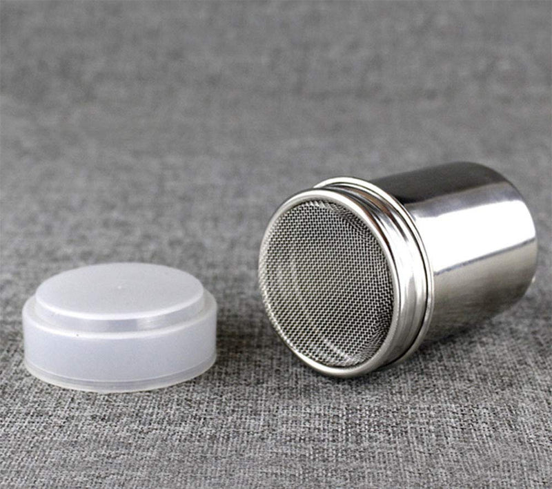 [Australia - AusPower] - Onwon 2 Pieces Powder Sugar Shaker with Lid - Stainless Steel Fine Mesh Shaker Cinnamon Icing Sugar Powder Cocoa Flour Chocolate Coffee Sifter Sprinkler Dredgers for Coffee Cappuccino Latte 