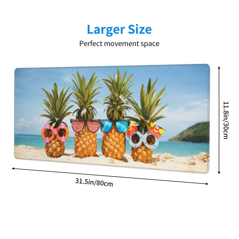 [Australia - AusPower] - Pineapple Mouse Pad Stitched Edge XL Large Mousepad 31.5" X 12" Rubber Base Non Slip Desk Mat for Laptop Pc Computer Gaming Pineapple 