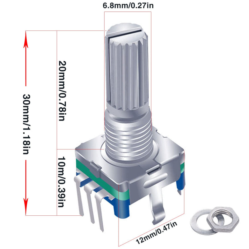 [Australia - AusPower] - Taiss 5PCS Rotary Encoder Switch Push Button EC11 360 Degree 5 Pins 20 Detents Points Digital Potentiometer with Knob Cap 