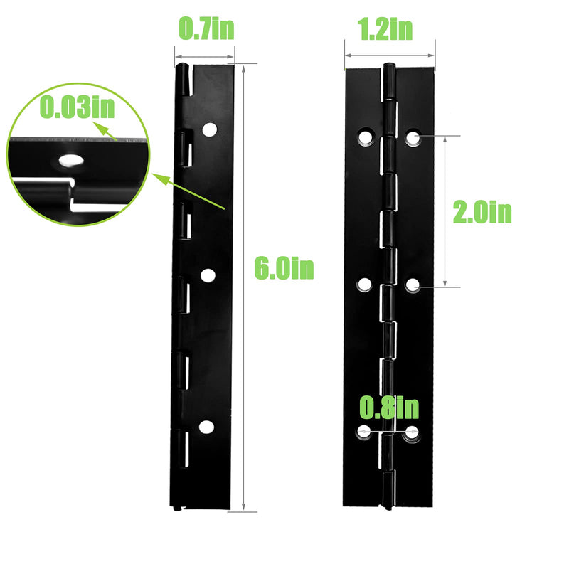 [Australia - AusPower] - EPHECH 6Inch Black Continuous & Piano Hinge, 6PCS Heavy Duty Stainless Steel 304 Continuous Hinges Piano Boat Hinges, 0.04" Thickness Folding Cabinet Door Butt Hinge 