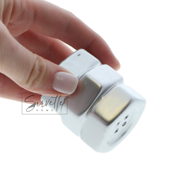 [Australia - AusPower] - Construction Theme Salt and Pepper Shakers for Collectors Kitchen Décor - Nut and Bolt Silver 