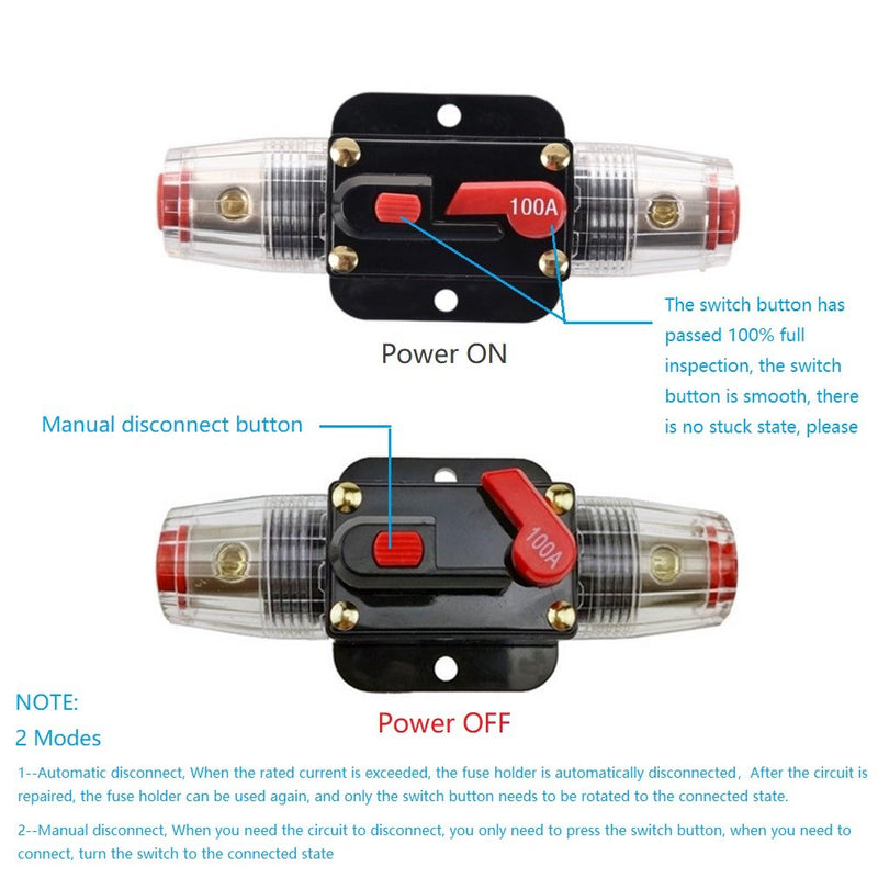 [Australia - AusPower] - STETION Car Audio 100 Amp Resettable Fuse Circuit Breaker Car Protect for Audio System Fuse 12-24V DC for Car Audio Amps Overload Protection Fuse (100A) 100A 