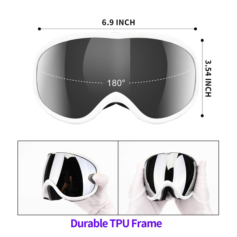 [Australia - AusPower] - Supertrip Snow Ski Goggles Anti-Fog 100% UV Protection Snowboard Skiing Goggles 1-white Frame/Silver Lens(vlt 12%) 