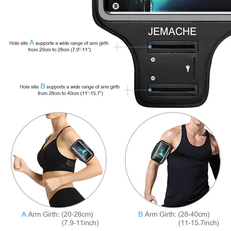 [Australia - AusPower] - Galaxy S10 S9 S8 Armband, JEMACHE Gym Running Exercises Workouts Phone Arm Band for Samsung Galaxy S10/S9/S8/S7 Edge (Black) Black 