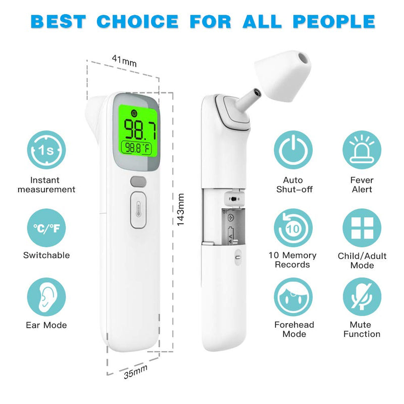 [Australia - AusPower] - Wellue Non Contact Thermometer, Thermometer Infrared Forehead for Fever, Ear Thermometer for Baby, Kids and Adults, with Smart App, Bluetooth Connection, Memory Recall, Fever Alarm Bluetooth Version 