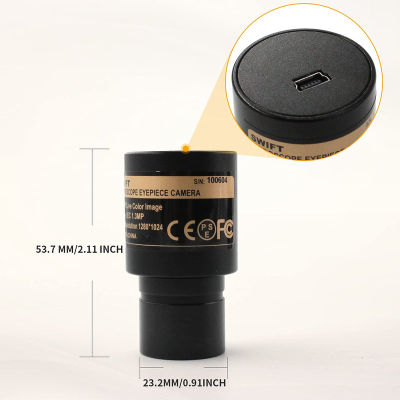 [Australia - AusPower] - Swift 1.3 Megapixel Digital Camera for Microscopes, Eyepiece Mount, USB 2.0 Connection, Color Photography and Video, Windows and Mac Compatible 
