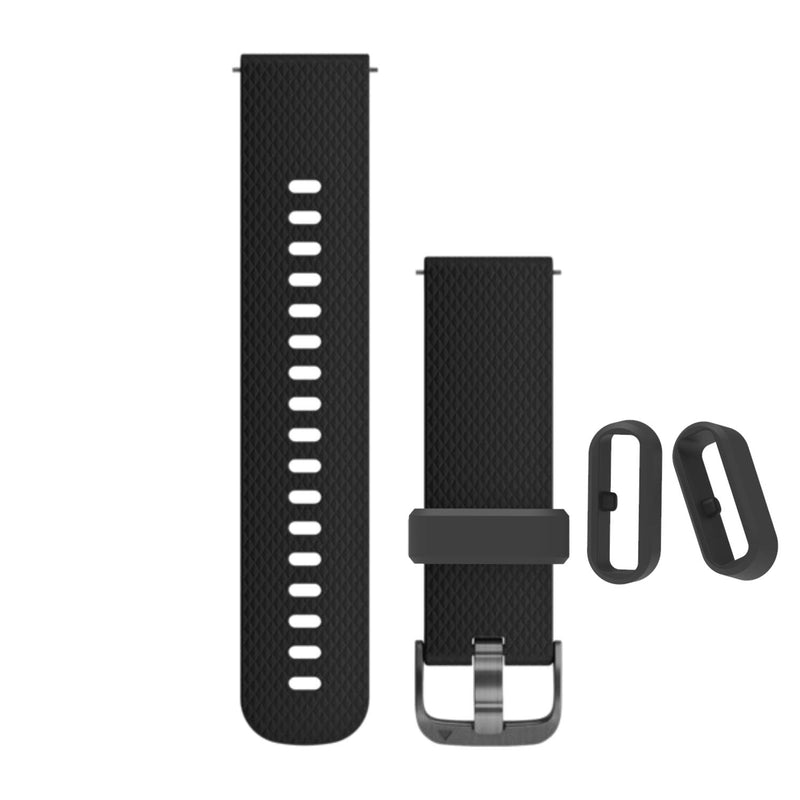[Australia - AusPower] - Fastener Ring Compatible with Garmin Vivoactive 3/Venu,Venu Sq/Forerunner 645 245/Vivomove Sport,Vivomove HR,Vivomove 3/Fenix 6S Fenix 5S Bands(Pack of 6) Silicone Connector Security Loop for Galaxy Watch Active 2 Smart Watch 6-black 