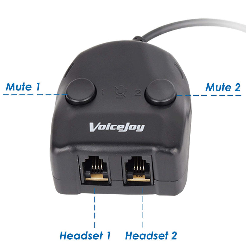 [Australia - AusPower] - Headset Adapter Splitter: RJ9 Headset Training Switch Adapter for RJ9/RJ10/RJ22 Connections with Two Mute Buttons and Two Volume Adjusters 