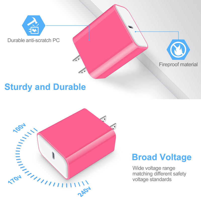 [Australia - AusPower] - USB C Charger, 20W Cube Charger Compatible with iPhone 13 Pro/12 Pro Max,Power Delivery 3.0 Fast Charger,PD Type C Charger for Galaxy S22 S21 S20 S10 S9 A01 A11 A21 A51 A71 A20 A50 Note 22 21,Pixel 6 Rose 