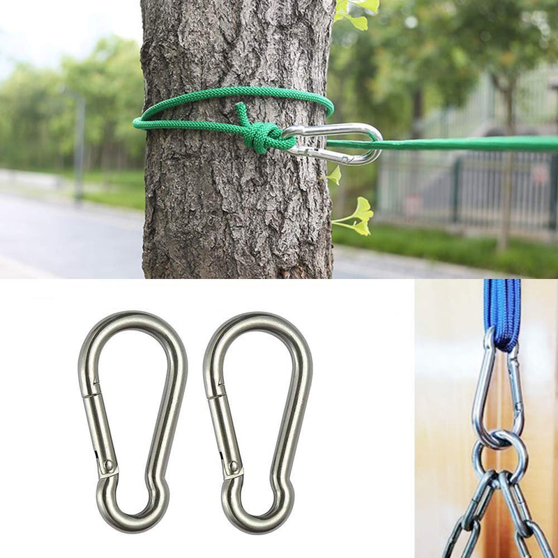 [Australia - AusPower] - GRANDBUY 4 Inch Spring Snap Hook Carabiner, 304 Stainless Steel Snap Hook Heavy Duty Carabiner Clip, Stainless Steel Spring Snap Hook Carabiner Carabiner Outdoor, Pack of 2 