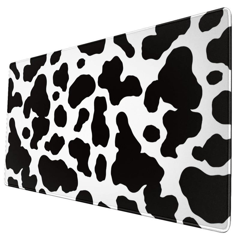 [Australia - AusPower] - Cow Print Gaming Mouse Pad Large Cow Keyboard and Mouse Pad with Stitched Edge Non-Slip Rubber Base Big Desk Mouse Pad XL Cow Office Supplies, 15.7''*30'' Cow Print 