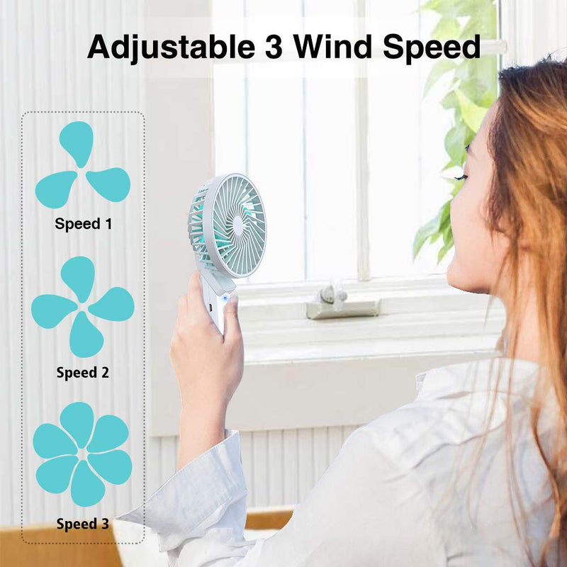 [Australia - AusPower] - VersionTECH. Handheld Fan, Small Portable Personal Mini Desk Table Folding Fan with USB Rechargeable Battery Operated Electric Fan for Office Outdoor Sport Household Traveling Camping Green White Green-white 