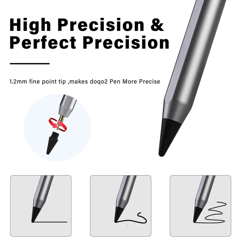 [Australia - AusPower] - doqo Stylus Pen for iPad with Palm Rejection, Active Pencil Compatible with (2018-2021) Apple iPad Pro (11/12.9 inch), iPad Air 3rd/4th Gen, iPad 6/7/8th Gen, iPad Mini 5th Gen Gray 