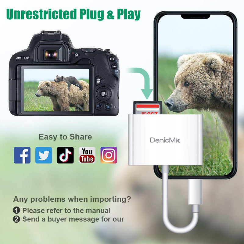 [Australia - AusPower] - CF Card Reader for iPhone iPad, SD CF Micro SD TF Memory Card Reader Adapter Digital Camera Reader Trail Game Camera Viewer for iPhone X/8 Plus/8/7 Plus/7/6s Plus, iPad Mini/Air, No App Required 