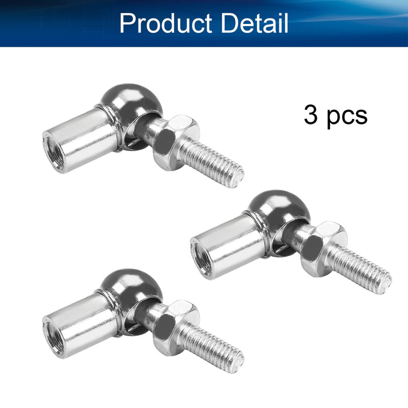 [Australia - AusPower] - Heyiarbeit 3Pcs Rod End Ball Bearing with Stud, M6 Female Thread 6mm Round Handle Dia A3 Steel Silver Tone 