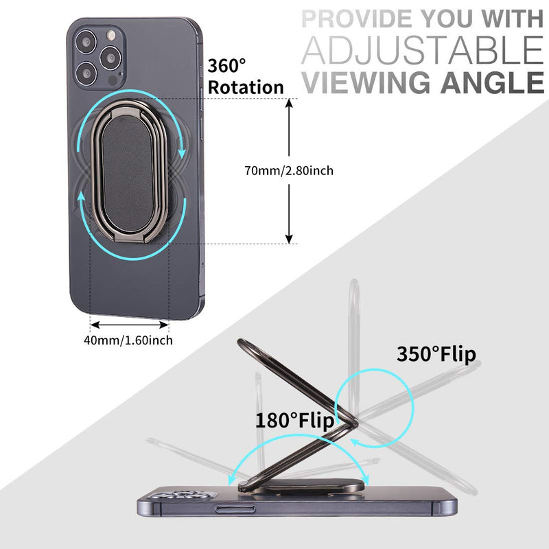 [Australia - AusPower] - JFCHENER Phone Ring Holder Finger Kickstand Foldable Cellphone Stand 360° Degree Rotation Metal Ring Grip Holder for Magnetic Car Mount Compatible with iPhone Samsung All Smartphone and iPad Tablets Gunblack 