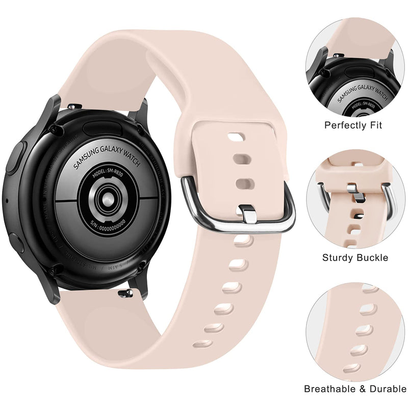 [Australia - AusPower] - 4 Pack Bands Compatible with Samsung Galaxy Watch 4 40mm 44mm / Galaxy Watch 4 Classic 42mm 46mm, 20mm Adjustable Silicone Bands for Galaxy Watch 4 Women Men Large White+Pink Sand+Gray+Violet 