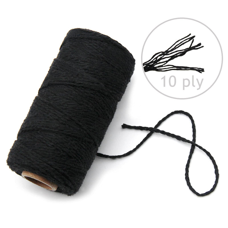 [Australia - AusPower] - Anvin 984 Feet Cotton Twine Natural Jute Twine Packing Twines Bakers Twine Black Twine White Twine for Holiday Gift Wrapping Butchers Baking Arts and Crafts Gardening(Pack of 3, 10 Ply 2mm Thick) Black & White & Jute 
