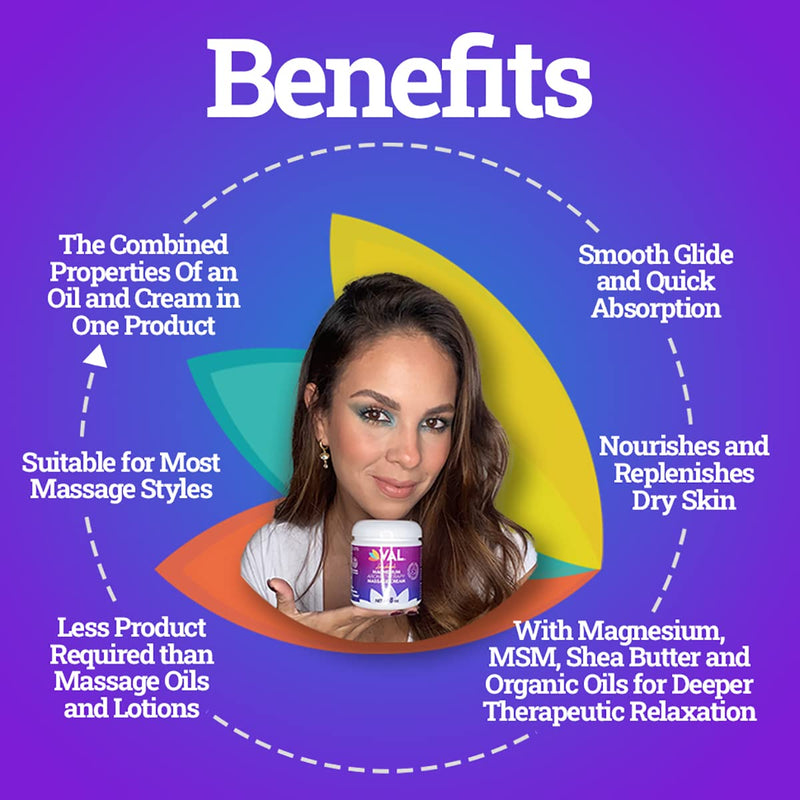 [Australia - AusPower] - VAL Pure Zechstein Topical Magnesium Chloride Dual Purpose Massage Cream with MSM and Organic Oils 8 OZ Muscle Relaxant Cream Easy Glide More Workability for Whole Body Non Greasy Used by Therapists 