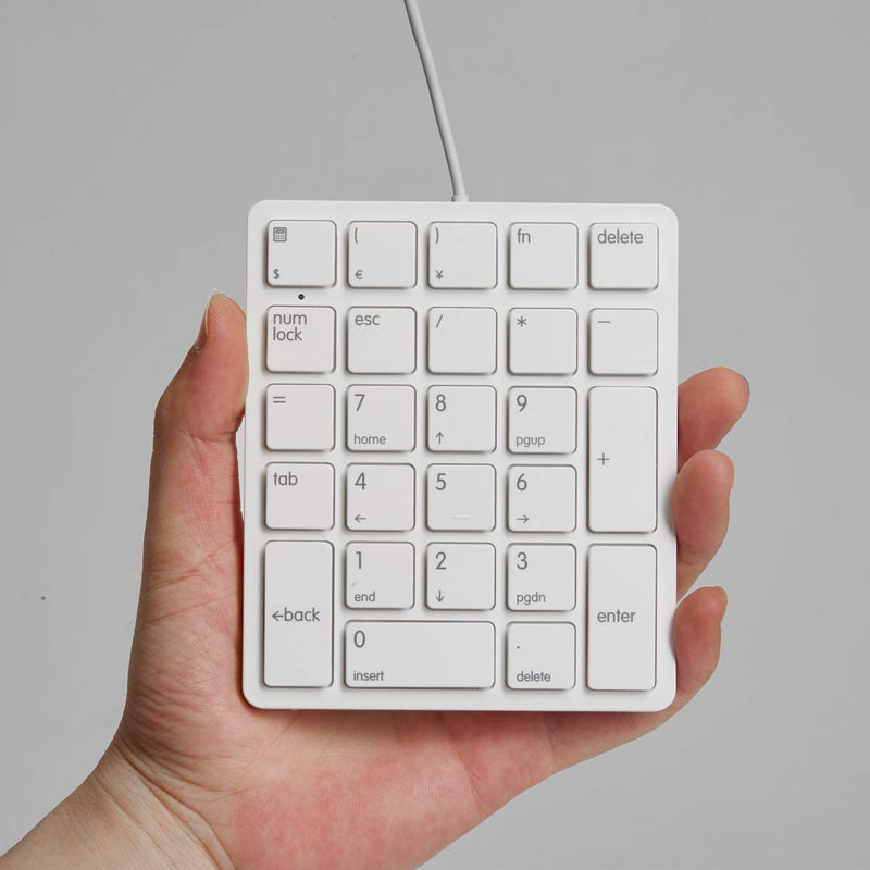 [Australia - AusPower] - Merdia Numeric Keypad Wired Numpad 26 Keys Portable Keypad USB External Mini Slim Keyboard Magicforce for Financial Cashier Securities-White White 