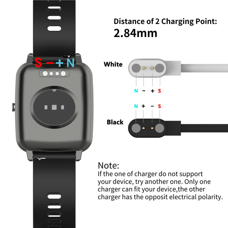 [Australia - AusPower] - Charging Cable Compatible with Mindrose Smart Watch Charger Magnetic USB Cable Portable Cord for Mindrose Replacement Charger (Black&White) Black&White 