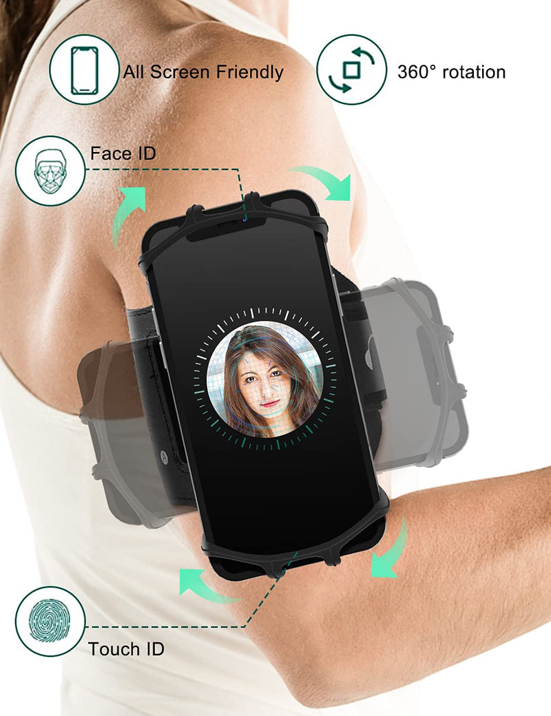 [Australia - AusPower] - Running Armband Detachable & 360°Rotation with AirPods Holder Phone Armband for iPhone, Samsung All 4-6.7 Inch Smartphones for Running Biking 