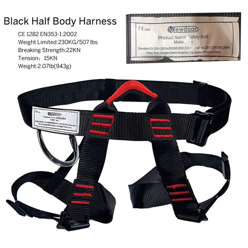 [Australia - AusPower] - NewDoar Adjustable Thickness Climbing Harness, Wider Half Body Harness for Rock Rappelling Fire Rescuing Tree Climbing Gear Black 