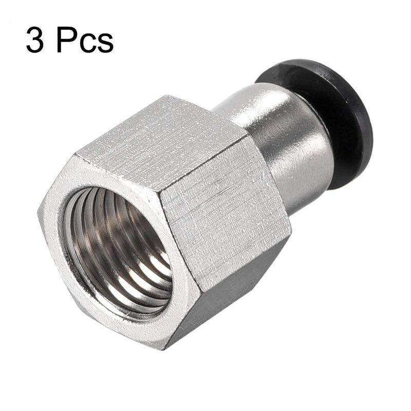 [Australia - AusPower] - uxcell Push to Connect Tube Fitting Adapter 6mm Tube OD x 1/4BSPT Female Straight Pneumatic Connecter Pipe Fitting 3pcs 