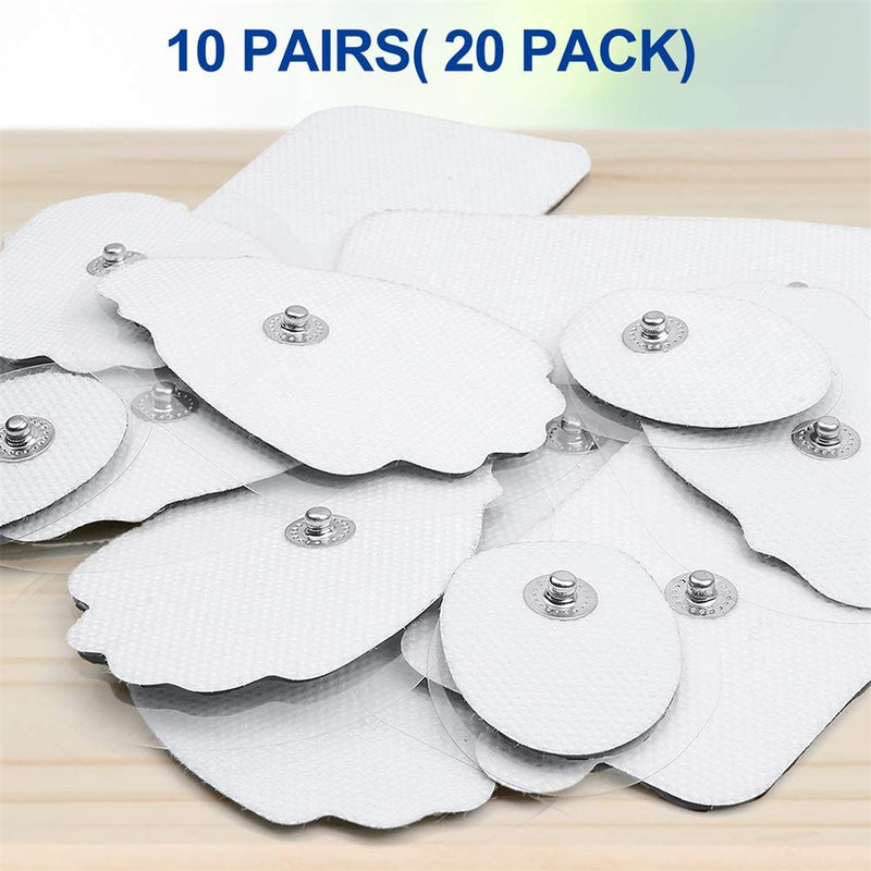 [Australia - AusPower] - TENS/EMS Unit Pads 20 Pack Snap Electrode Pads NURSAL Tens Unit Replacement Pad (Not Fit NURSAL Blue Tens) Reuse More Than 30 Times 