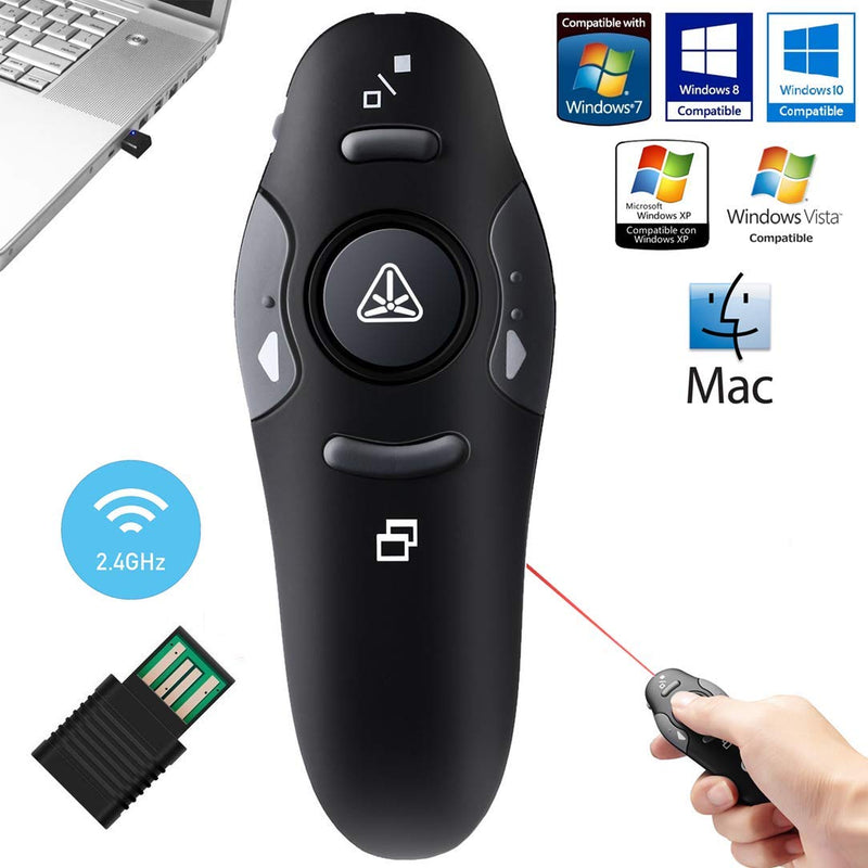 [Australia - AusPower] - Wireless Presenter, DDSKY 2.4GHz PPT Controller Presentation with Laser Pointer USB Mouse Clicker Flip Pen for Presentation Remote Slide Advancer 1-Pack 