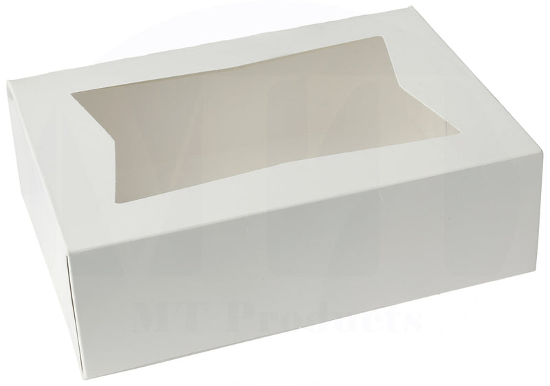 [Australia - AusPower] - White Pastry Bakery Box – Sturdy Kraft Paperboard Auto-Popup Box Keeps Pastries Safe, Clear Window for Visibility, Size 8" L x 5 3/4" W x 2 1/2" H by MT Products (15 Pieces) 15 