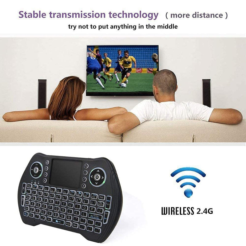 [Australia - AusPower] - Backlit 2.4GHz Mini Wireless Keyboard Remote Control with Touchpad Mouse Combo with USB Dongle Rechargeable Li-ion Battery for Android TV Box/Smart TV/PC/Windows/MacOS/Linux/X-Box/Smart TV Box 