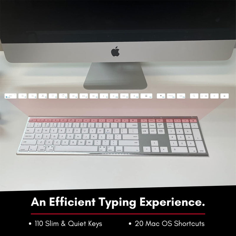 [Australia - AusPower] - Macally Wireless Bluetooth Keyboard with Numeric Keypad - Multi Device Keyboard for Mac Pro/Mini, Apple iMac, MacBook, Laptop, Computer Windows PC. Android, Smartphones, Tablets (Aluminum Silver) Aluminum Silver 
