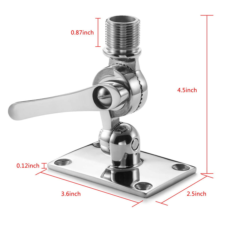 [Australia - AusPower] - ZOMCHAIN Marine VHF Antenna Mounts, Ratchet Mount, 316 Stainless Steel Adjustable Base Mount for Boat 