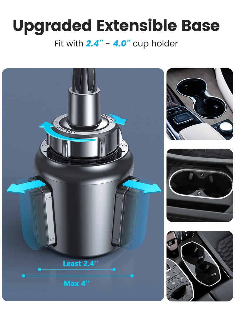 [Australia - AusPower] - Solid Cup Holder Phone Mount for Car Universal Height Adjustable Non-Shaking Truck SUV RVs Phone Holder Easy Install Handsfree Cell Phone Cup Holder for All iPhone Samsung Google Pixel LG etc 
