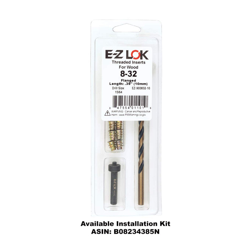 [Australia - AusPower] - E-Z LOK - 900832-10 E-Z Lok Threaded Insert, Zinc, Hex-Flanged, #8-32 Internal Threads, 10mm Length (Pack of 100) 