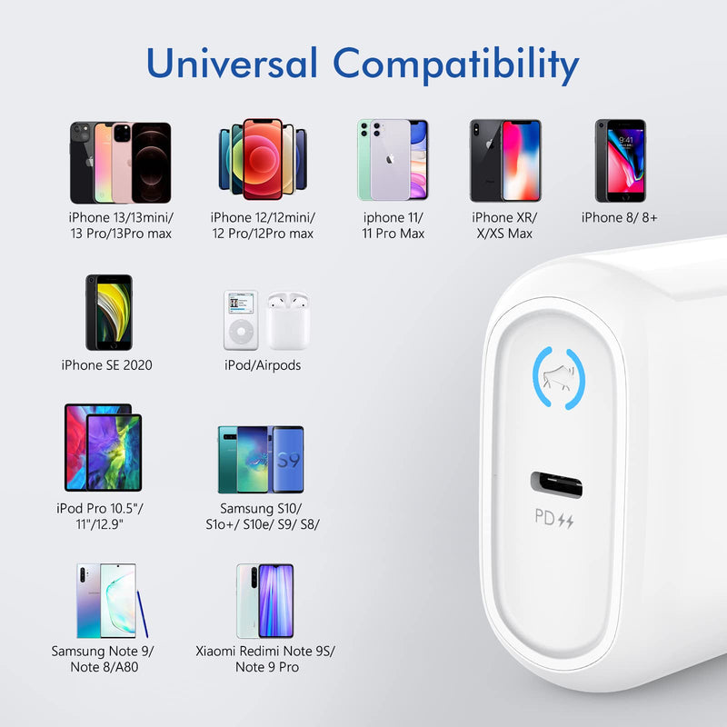 [Australia - AusPower] - USB C Charger, Amoner iPhone Charger 30W USB C Charger USB C Power Wall Adapter for iPhone 13/13Pro/ iPhone 12/12/ Xs/XS Max/SR/iPhone 11/11Pro and More White-30W 