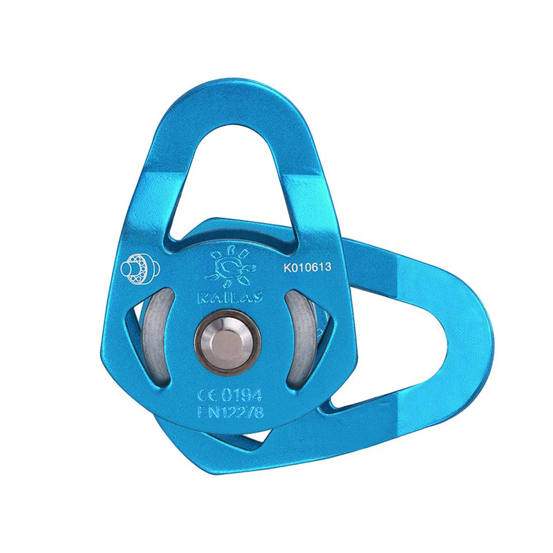 [Australia - AusPower] - KAILAS Mobile Micro Climbing Rescue Pulley CE UIAA Certified Single/Double Pulley Rope 28kN Small Lightweight Heavy Duty Aluminum Steel Blue Single Pulley 