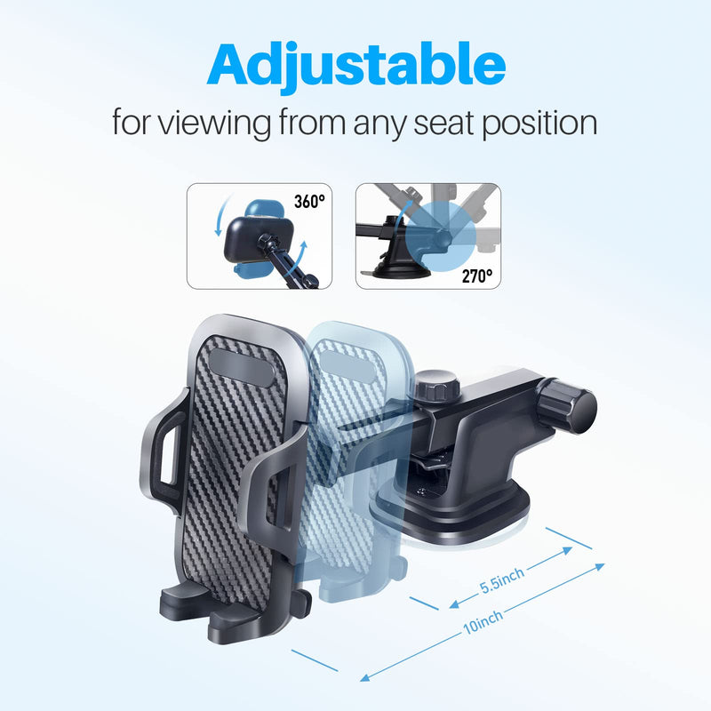 [Australia - AusPower] - [Rock Solid Suction Power] Phone Mount for Car Dashboard & Windshield, Easy to Use Car Phone Holder Mount, Multi Angle Adjustable Car Phone Mount, Limitless Reusable Suction Cell Phone Holder for Car 