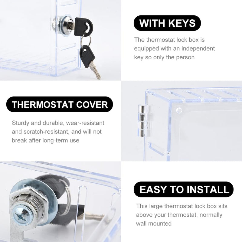 [Australia - AusPower] - CALIDAKA Thermostat Lock Box,Universal Thermostat Lock Box with Key,Clear Thermostat Guard,Clear Large Thermostat Guard for Thermostat On Wall Cover 7.28h X 4.72w Inches Or Smaller(Size:1 Set) 