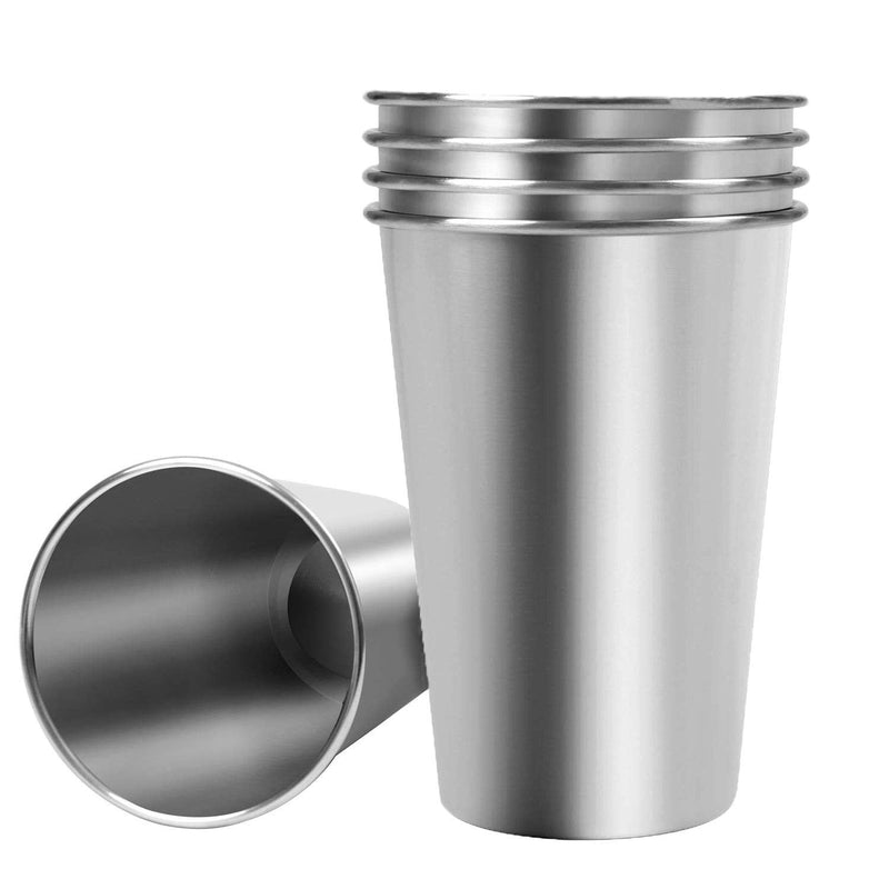 [Australia - AusPower] - KISEER 5 Pack 16 Ounce Stainless Steel Pint Cups Shatterproof Cup Tumblers Unbreakable Metal Drinking Glasses for Bar, Home, Restaurant 