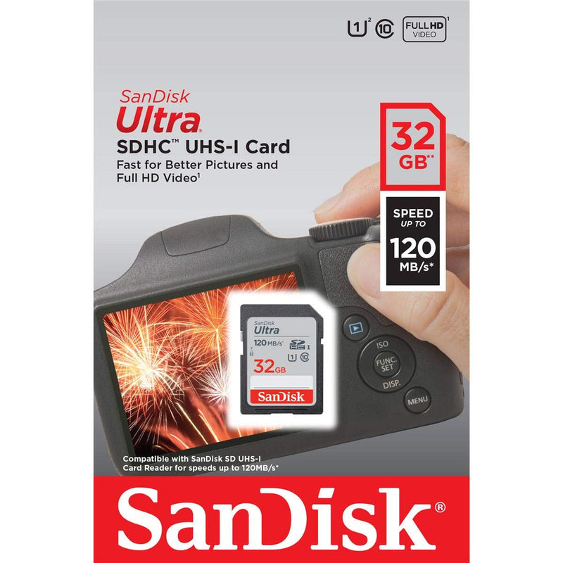 [Australia - AusPower] - SanDisk 32GB Ultra UHS-I Class 10 U1 SDHC Memory Card, 120MB/s Read, 10MB/s Write 