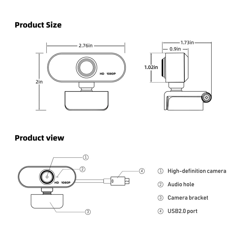 [Australia - AusPower] - 1080P Webcam with Microphone, Streaming Webcam Camera USB Plug and Play Compatible with Desktop Laptop MacBook for Video Calling Recording Conferencing Webcams 