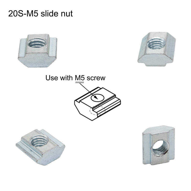 [Australia - AusPower] - 40pcs M5 Slide in T Nut Tee Sliding Nut Nut for Aluminum Extrusion with Profile 2020 Sereis Slot 6mm 
